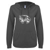 Thumbnail image for  ENZA Womens Dark Heather V Notch Raw Edge Fleece Hoodie