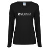 Thumbnail image for  Womens Black Long Sleeve V Neck Tee 