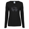 Thumbnail image for  Womens Black Long Sleeve V Neck Tee 