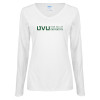 Thumbnail image for  Womens White Long Sleeve V Neck Tee