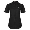 Thumbnail image for  Womens Black Twill Button Up Short Sleeve