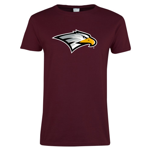  Womens Maroon Short Sleeve Tee - Eagle Head