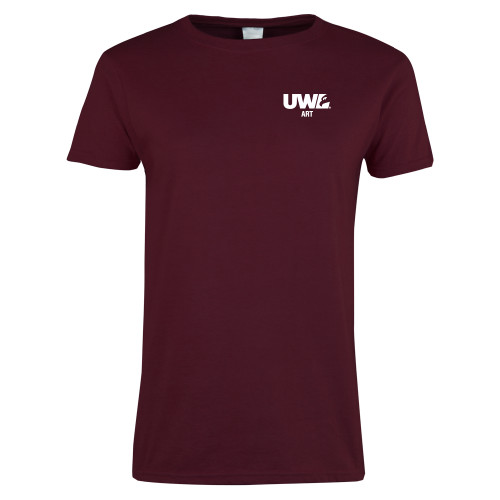  Womens Maroon Short Sleeve Tee - Art