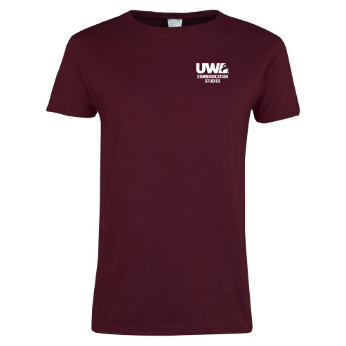  Womens Maroon Short Sleeve Tee - Communication Studies