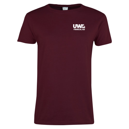  Womens Maroon Short Sleeve Tee - Financial Aid