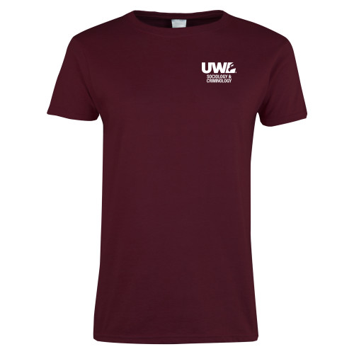  Womens Maroon Short Sleeve Tee - Sociology and Criminology