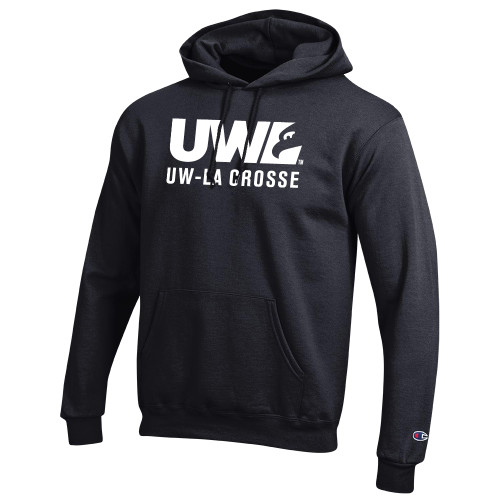  Champion Black Fleece Hoodie - UW La Crosse Spirit Mark