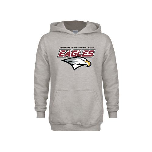  Youth Grey Fleece Hood - UWL Eagles Wordmark