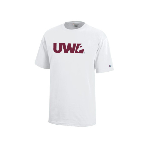  Champion Youth White Short Sleeve Tee - UWL Spirit Mark
