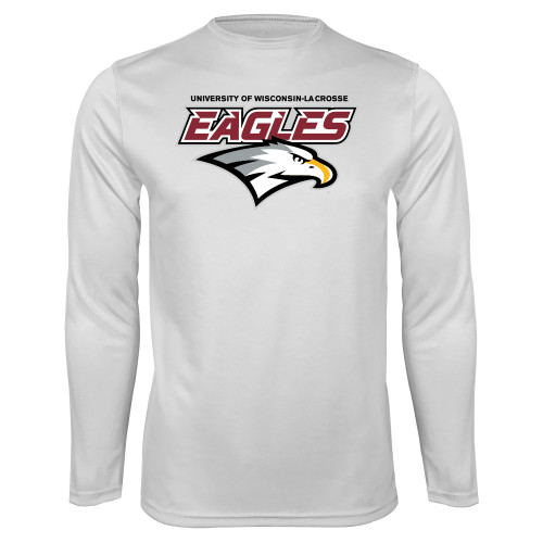  White Performance Long Sleeve Shirt - UWL Eagles Wordmark