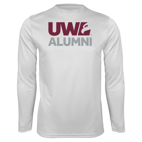  White Performance Long Sleeve Shirt - UWL Alumni