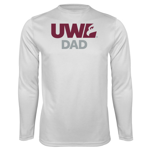  White Performance Long Sleeve Shirt - UWL Dad