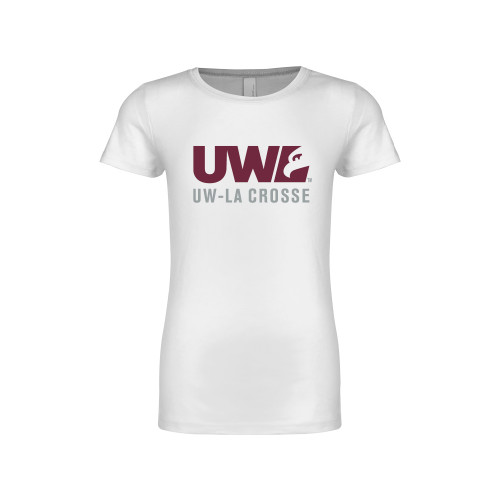  Next Level Girls White Fashion Fit T Shirt - UW La Crosse Spirit Mark