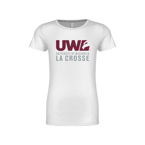  Next Level Girls White Fashion Fit T Shirt - UWL University Name Spirit Mark