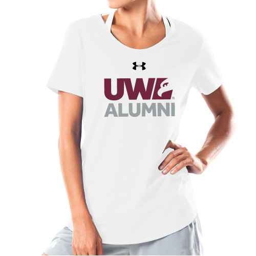  Under Armour Womens White Charged Cotton Tee - UWL Alumni