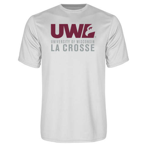  White Performance Tee - UWL University Name Spirit Mark