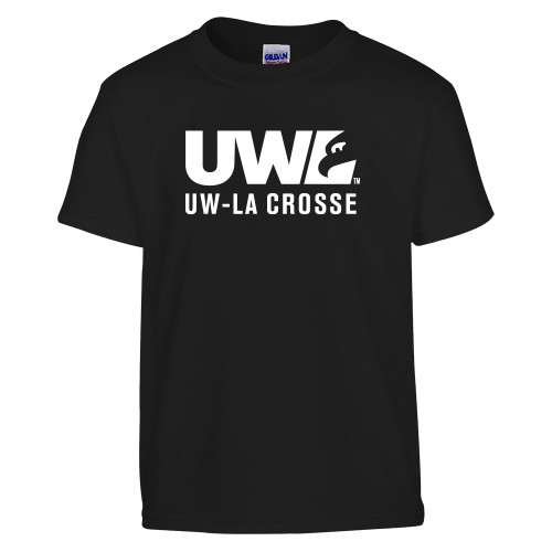  Youth Black T Shirt - UW La Crosse Spirit Mark