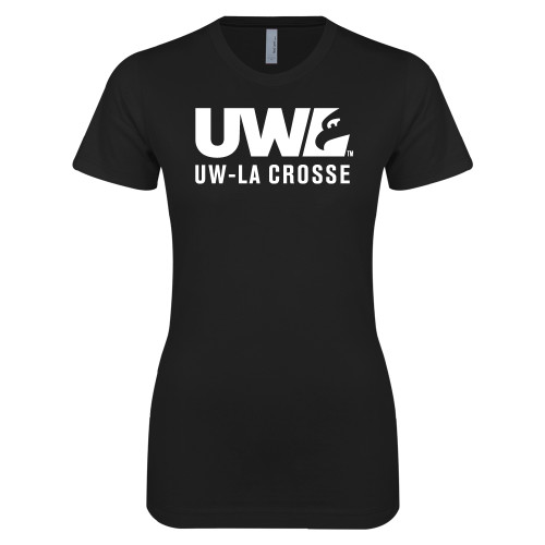  Next Level Womens Black Boyfriend Tee - UW La Crosse Spirit Mark