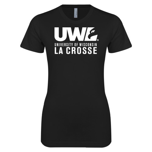 Next Level Womens Black Boyfriend Tee - UWL University Name Spirit Mark