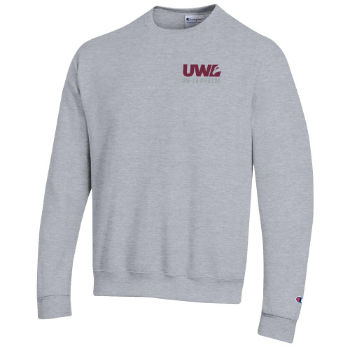  Champion Heather Grey Fleece Crew - UW La Crosse Spirit Mark