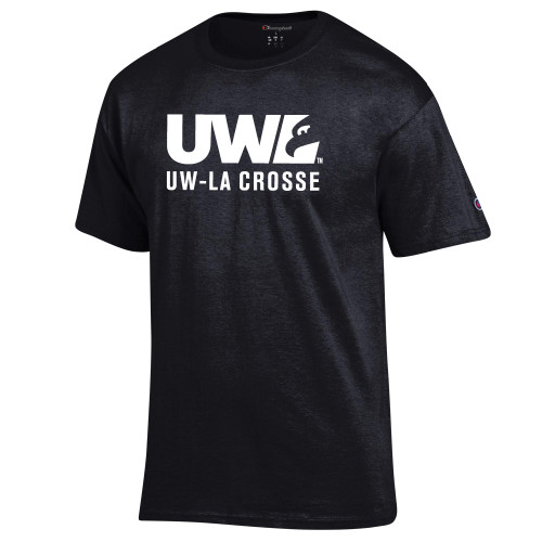  Champion Black T Shirt - UW La Crosse Spirit Mark