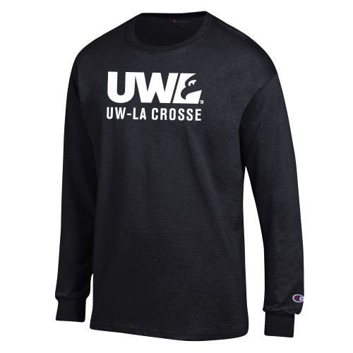  Champion Black Long Sleeve T Shirt - UW La Crosse Spirit Mark