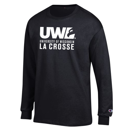  Champion Black Long Sleeve T Shirt - UWL University Name Spirit Mark