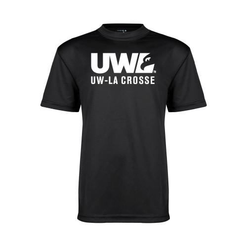  Youth Performance Black Tee - UW La Crosse Spirit Mark
