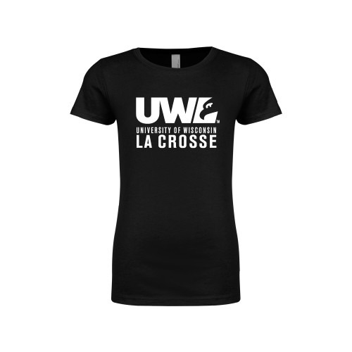  Next Level Girls Black Fashion Fit T Shirt - UWL University Name Spirit Mark