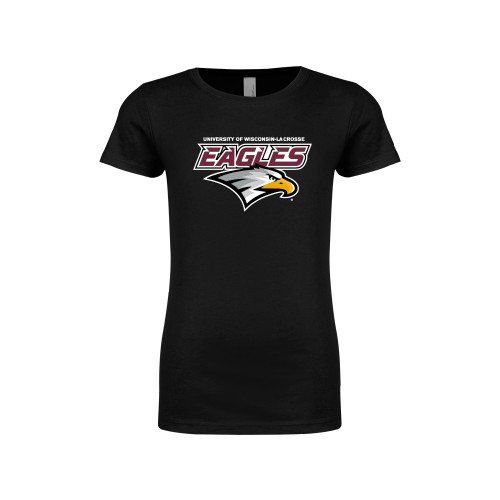  Next Level Girls Black Fashion Fit T Shirt - UWL Eagles Wordmark