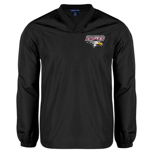  Black V Neck Raglan Windshirt - UWL Eagles Wordmark