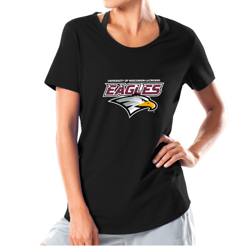  Under Armour Womens Black Charged Cotton Tee - UWL Eagles Wordmark