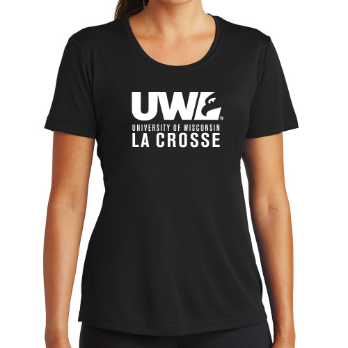  Womens Black Performance Tee - UWL University Name Spirit Mark