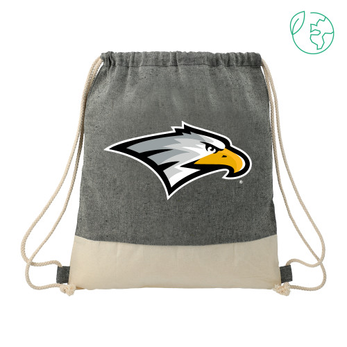  Split Recycled Cotton Natural/Black Drawstring Bag - Eagle Head