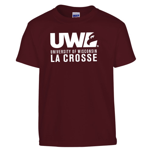  Youth Maroon T Shirt - UWL University Name Spirit Mark