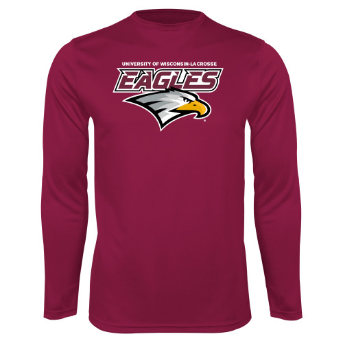  Maroon Performance Long Sleeve Shirt - UWL Eagles Wordmark