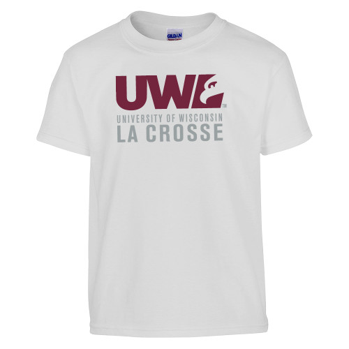  Youth White T Shirt - UWL University Name Spirit Mark