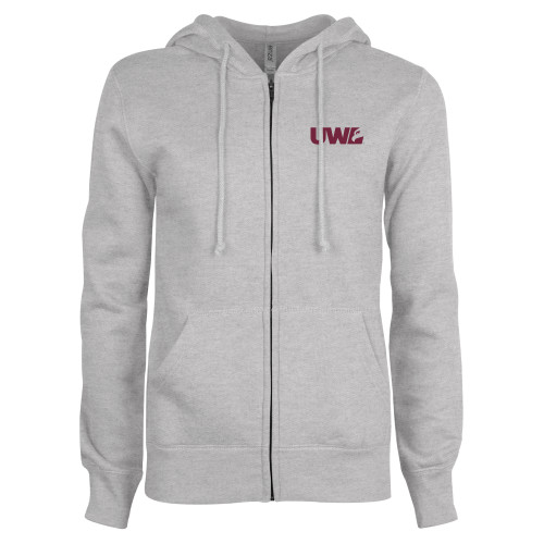  ENZA Womens Grey Fleece Full Zip Hoodie - UWL Spirit Mark