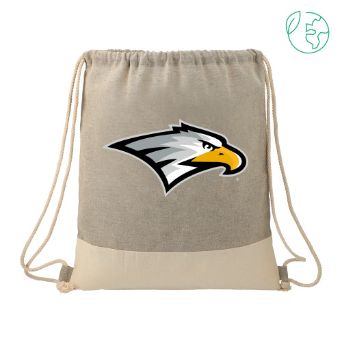  Split Recycled Cotton Grey/Natural Drawstring Bag - Eagle Head