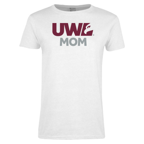  Womens White Short Sleeve Tee - UWL Mom