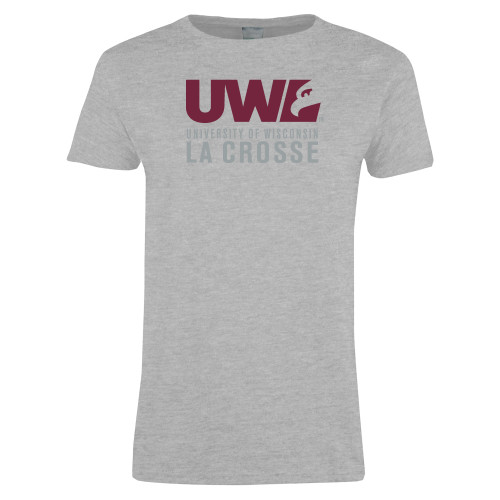  Womens Grey Short Sleeve Tee - UWL University Name Spirit Mark