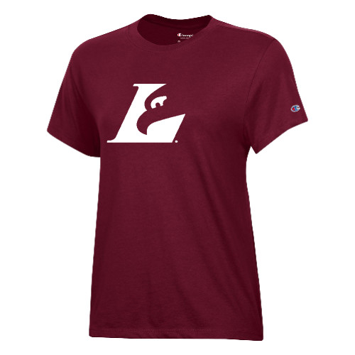  Champion Womens Maroon Core Short Sleeve Tee - Eagle L Mark
