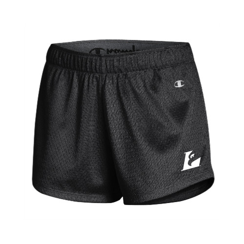  Champion Womens Black Mesh Short - Eagle L Mark