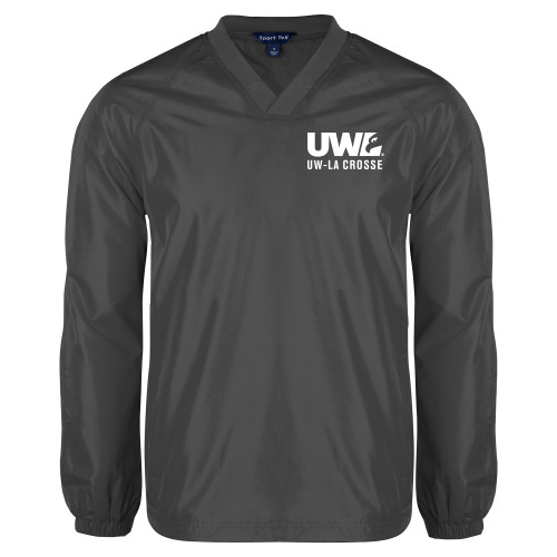  Charcoal V Neck Raglan Windshirt - UW La Crosse Spirit Mark
