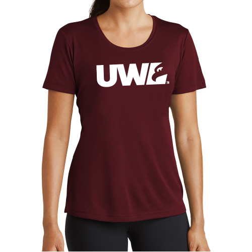  Womens Maroon Performance Short Sleeve Tee - UWL Spirit Mark