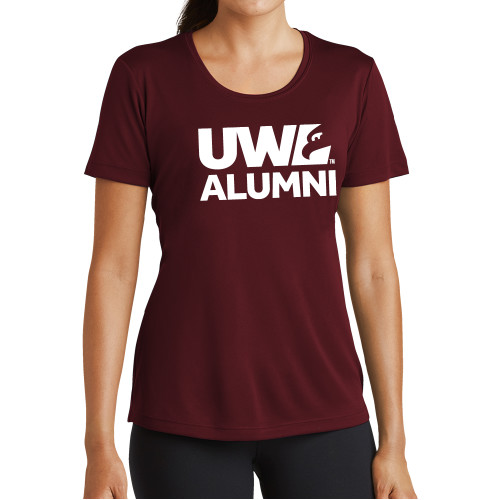  Womens Maroon Performance Short Sleeve Tee - UWL Alumni