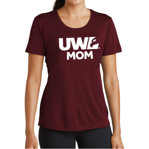  Womens Maroon Performance Short Sleeve Tee - UWL Mom