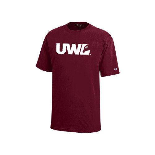  Champion Youth Maroon Short Sleeve Tee - UWL Spirit Mark