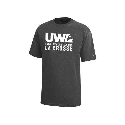  Champion Youth Granite Heather Short Sleeve Tee - UWL University Name Spirit Mark