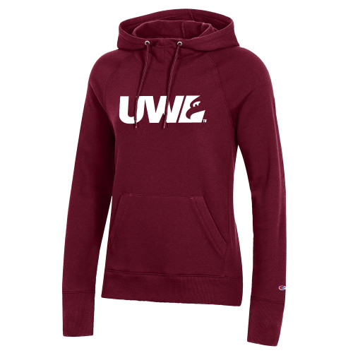  Champion Womens Maroon Pull Over Hood - UWL Spirit Mark